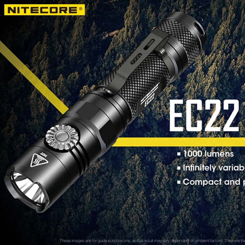 

2018 New NITECORE EC22 Infinitely Variable Brightness Flashlight CREE XP-L HD V6 LED 1000 Lumens Rotary Switch Using