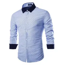 Men Autumn 2016 Long Sleeve Shirts Men Print Strip Shirts Down Special Man Clothing Chemise Slim Shirt Mens Shirt M-XXL JJ-Y091