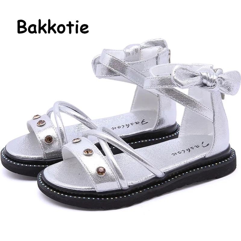 

Bakkotie 2019 New Summer Princess Fashion Cute Bowtie Sandals Girls Rhinestone Soft Sandals Kids Toddler Party Dress Shoes