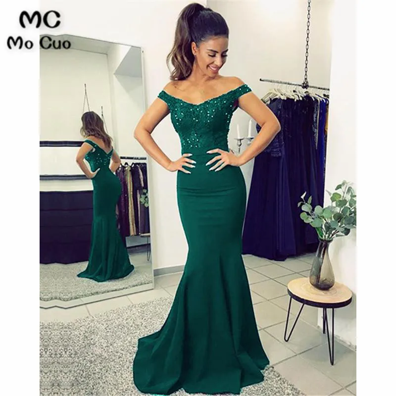 Mermaid V-neck Off Shoulder Bridesmaid Dresses Lace Appliques4
