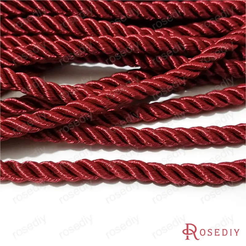 (29966)10 Meters 5mm Satin Polyester Cords Three strands of Rope Diy Jewelry Findings Accessories 