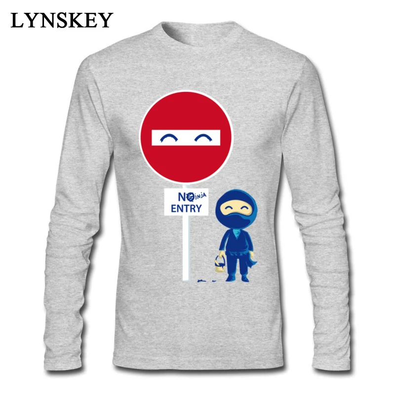 Student Tops T Shirt Dominant Summer T Shirt 100% Cotton Round Collar Long Sleeve Simple Style Like a Ninja Clothing Shirt Like a Ninja grey