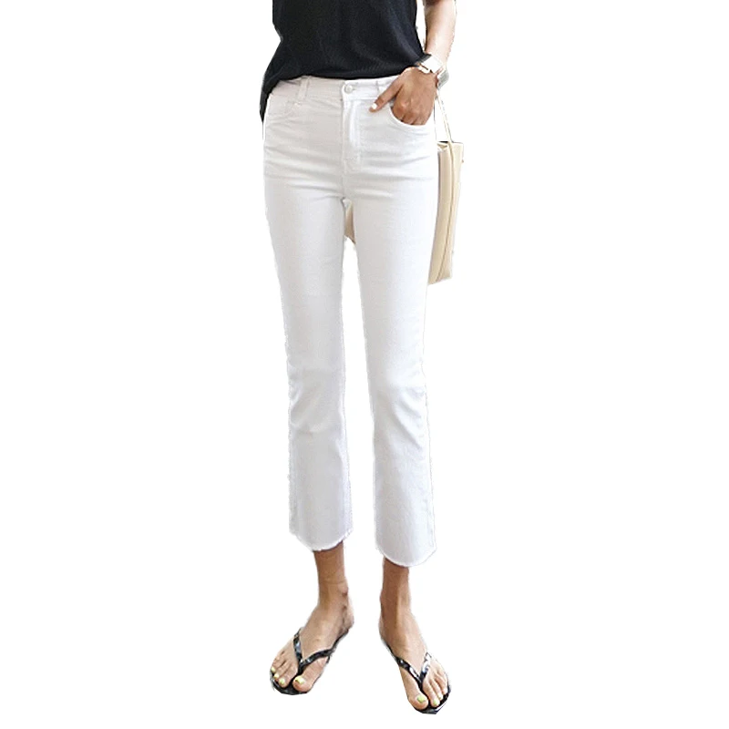 2019 Casual White Black Jeans Woman High Waist Ripped skinny Jeans For Women Plus Size Denim Mom Jeans Denim Pants jean femme
