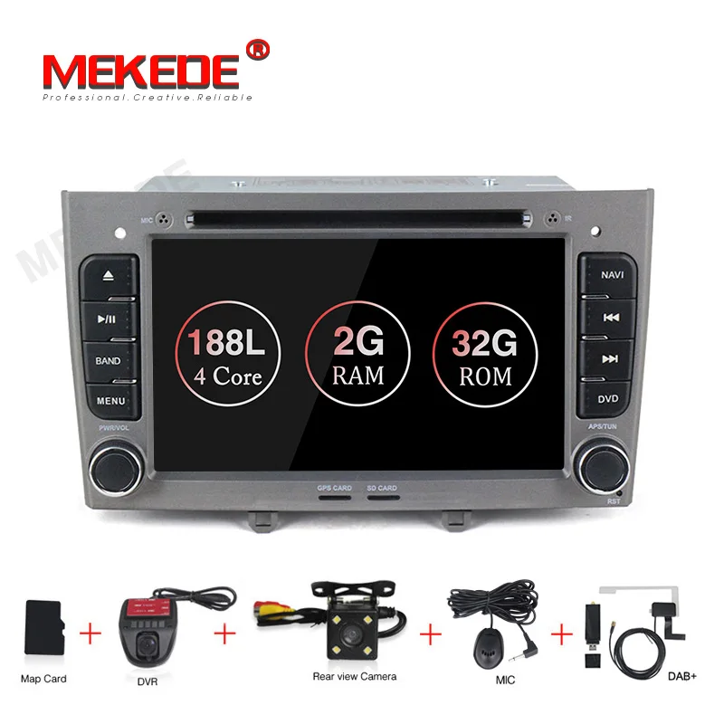 MEKEDE 2+ 32g Android 9,1 автомобильный dvd-плеер gps навигация Мультимедиа для peugeot 308 408 Радио 2009- стерео головное устройство автомобиля - Цвет: add  camera DVR DAB