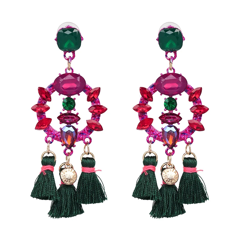 AOTEMAN Women Brand Bohemia Flower dangle earrings Trendy wedding Jewelry Ethnic Big Long Tassel Earrings for women oorbellen - Окраска металла: 50677-GN