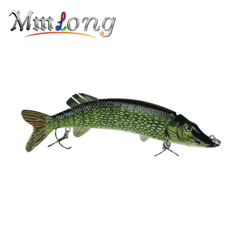 MMlong Artificial Lures Crankbait Slow Sink Swimbait 8 Segment Lure 3# Hook Fishing Tackle Hard Lifelike Bait MML-15B