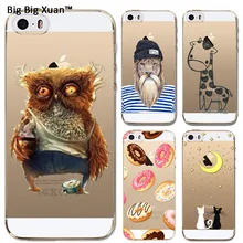 For Apple iPhone 5 5s SE Fashion Cute Animal Giraffe Lion Owl Cartoon Paint Cases Clear