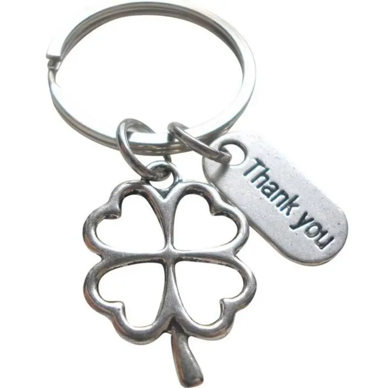 

Thank You Four-leaf Clover Keychain For Keys Car Bag Key Ring Handbag Party Couple Key Chains Jewelry Gifts Crafts Accessories