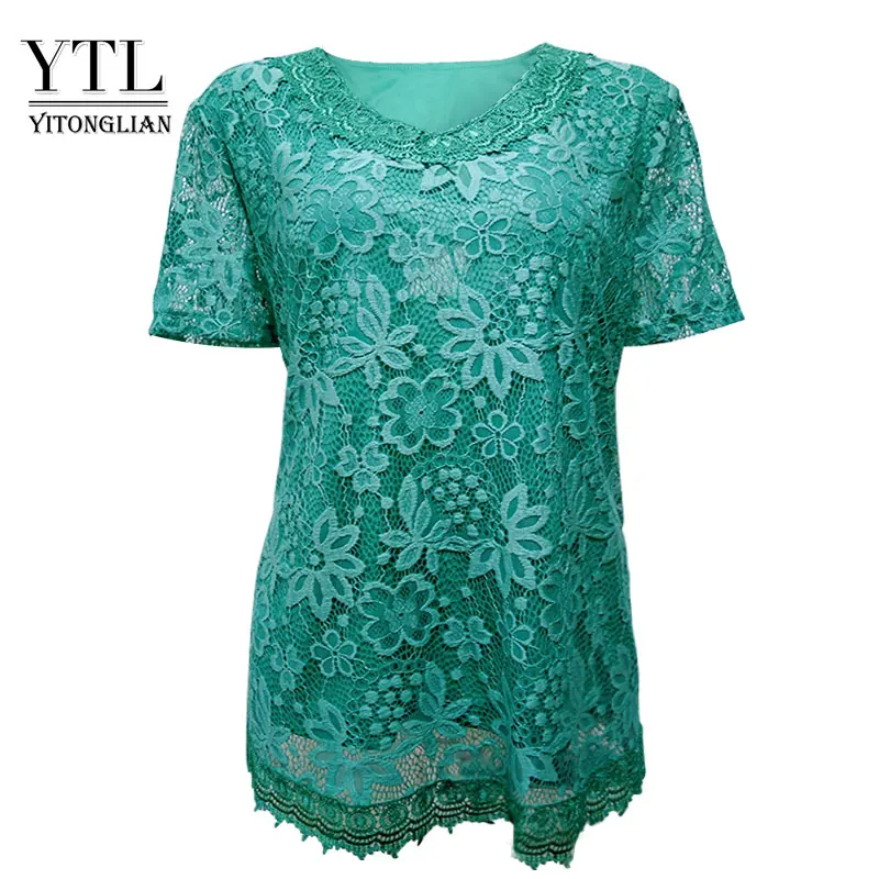 2020 Womens Plus Size Big Yards Tops Femme Elegant Floral Lace T Shirt Women Elastic Tee Shirts 6XL 7XL 8XL H009 