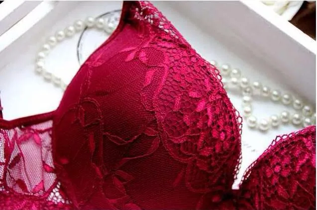 sexy bra panty set Sexy Women Deep V Lace Decro Underwire Bra Set Push Up Solid 32A-38C Bra Outfit womens lingerie sets