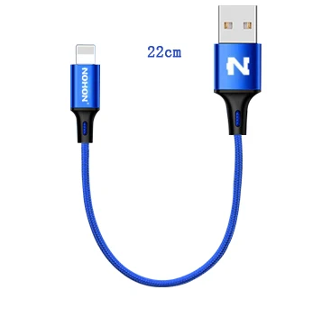 NOHON 3 в 1 8Pin type C Micro нейлоновый USB кабель для iPhone 8X7 6 6S Plus iOS 10 9 8 samsung Nokia USB кабели для быстрой зарядки шнур - Цвет: For 8pin 22CM Blue