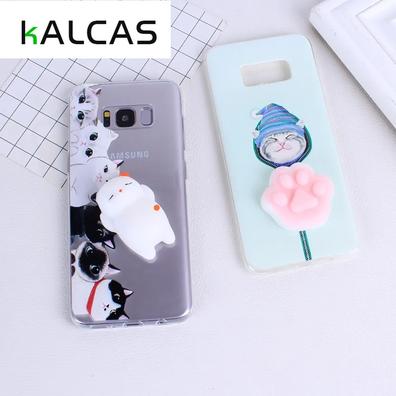 

KALCAS Squishy 3D Phone Case For Samsung Galaxy S8 A5 2017 Cases Silicon Pressure Release Toys Case Cover Squeeze