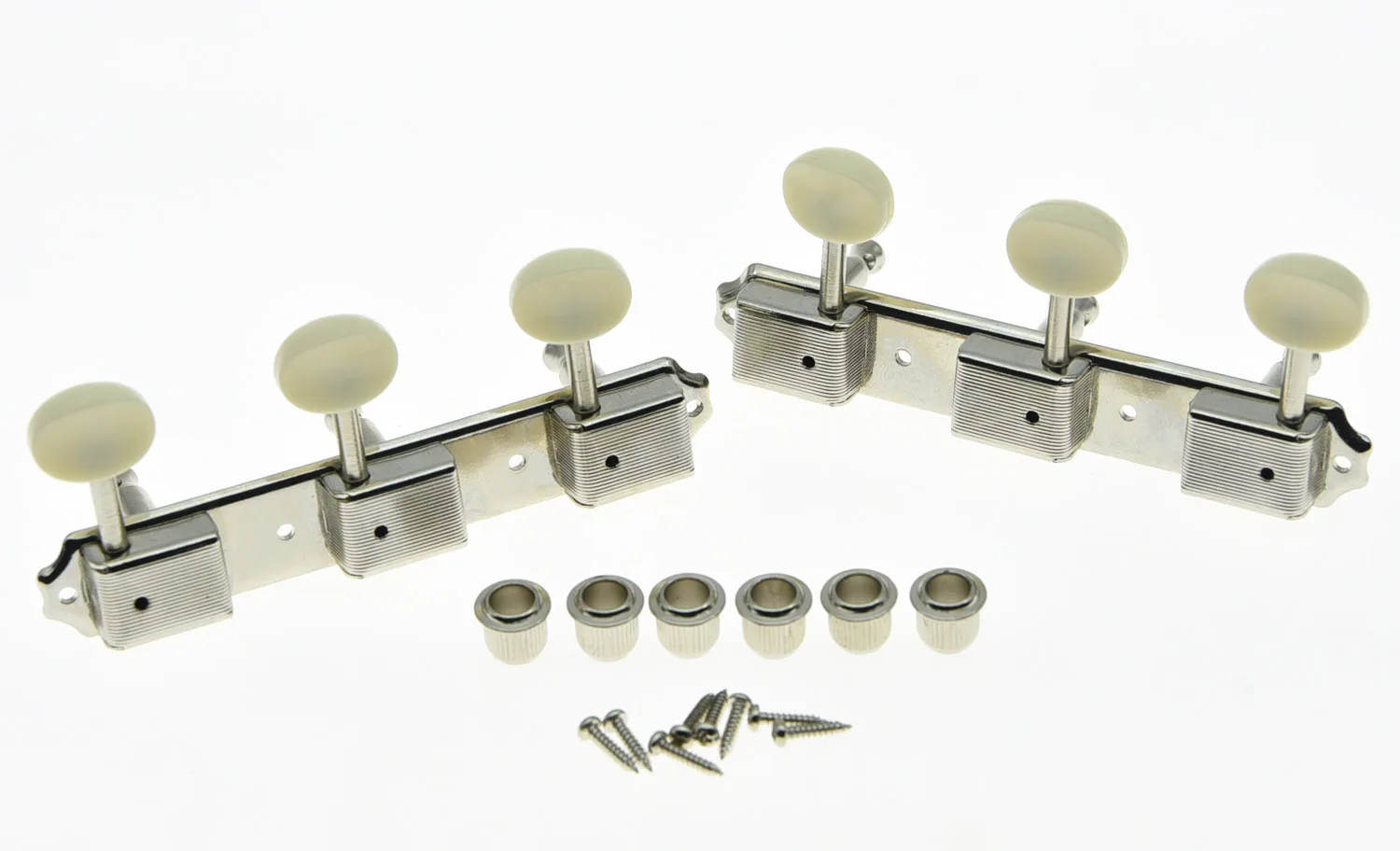 

Nickel w/ Ivory Vintage 3 on a Plate 3x3 Guitar Tuning Keys Tuners for LP SG JR