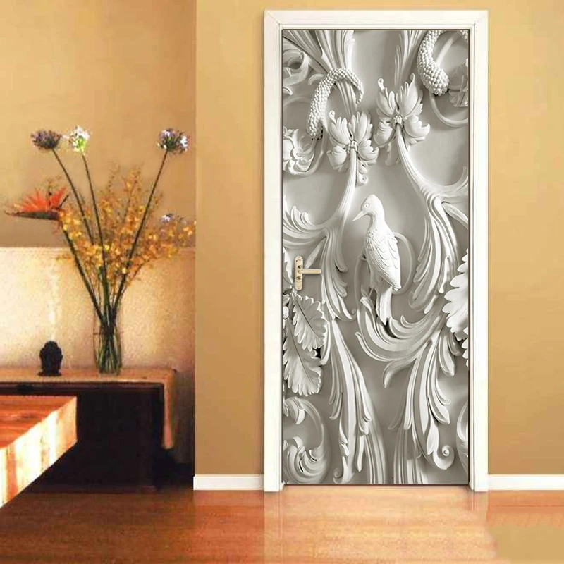 Европейский стиль 3D стереоскопические рельефные птичьи ветви фрески обои для гостиной спальни дверь наклейка самоклеящаяся Фреска