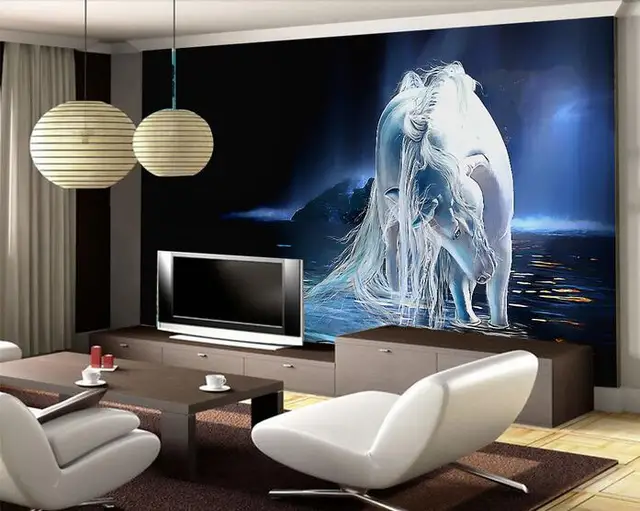 3d wallpaper custom mural non woven wall sticker 3d white horse background wall by river 3d wallpaper custom mural non woven wall sticker 3d white horse background wall by river