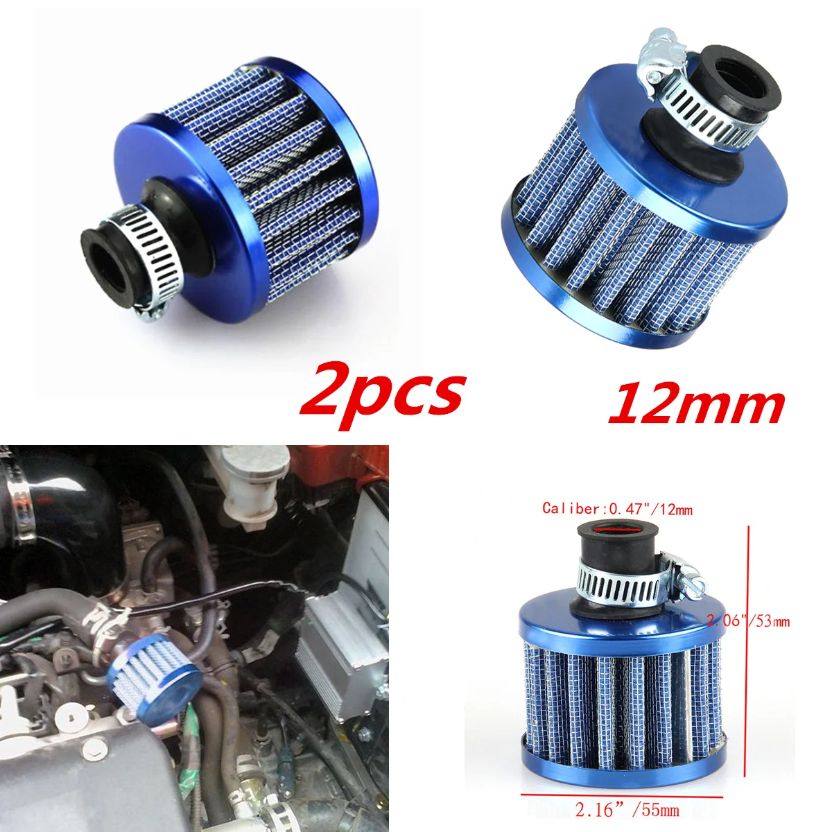1PCS 12mm Black Mini Air Intake Breather Filter Valve Cover Vent For Car SUV etc 1PCS 12mm Black Mini Air Intake Breather Filter Valve Cover Vent For Car SUV etc