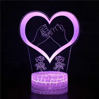 

LOVE HEART SHAPE Valentine's Day Mother's Day Father's Day 7 Color 3d Led Night Lamps Touch Led Usb Table Nightlight kingchip