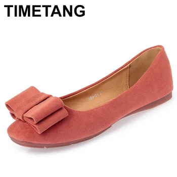 

TIMETANGLady soft sole Flats Shoes for drive pregnant woman fashion shoes Women Spring summerShoes square toe shoes35-41bowsE566