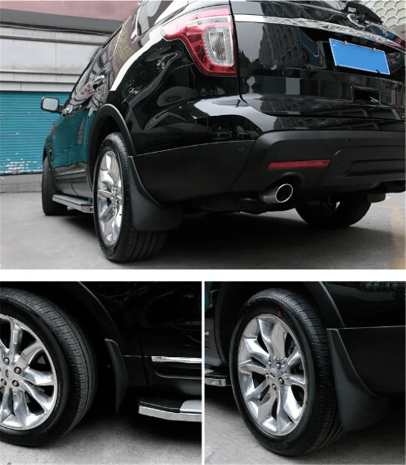 

4pcs Black Front+Rear Mudguard Mud Flaps Splash Guard Fender For Ford Explorer 2011 - 2015 & 2016 facelift