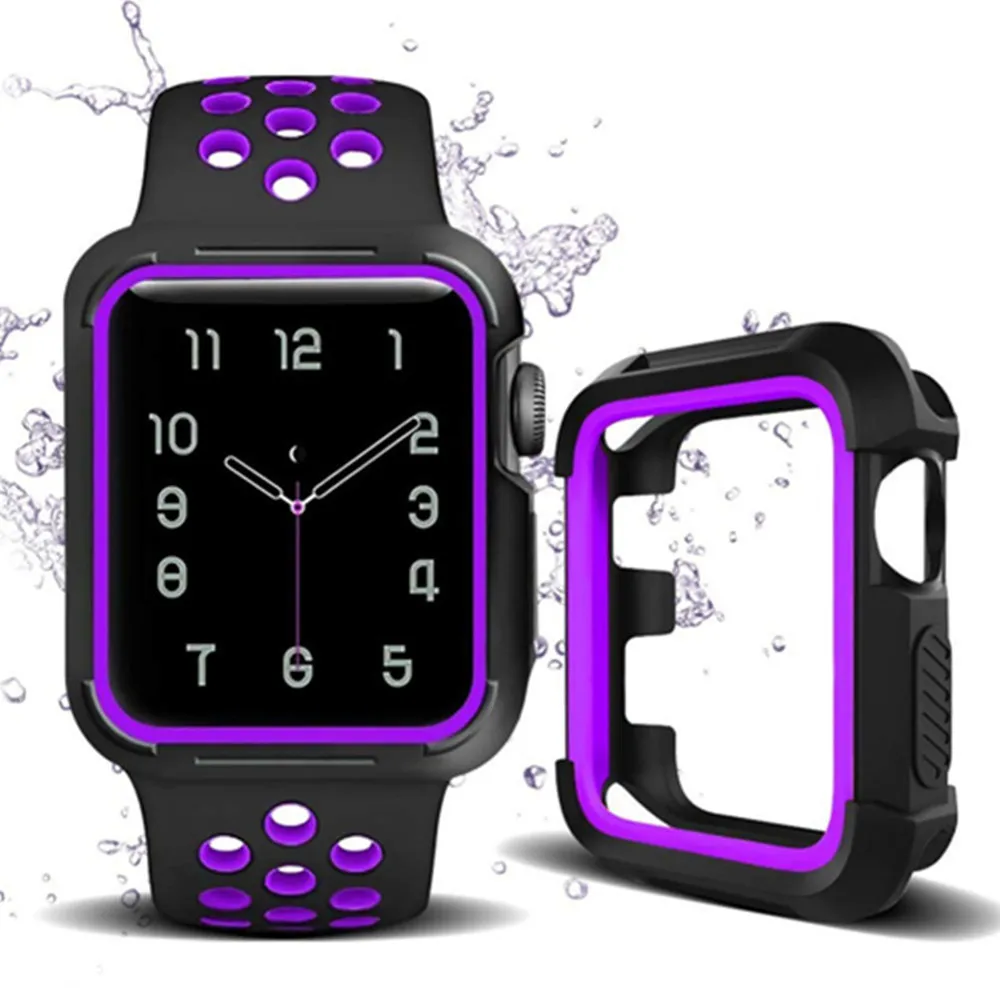 CRESTED sport silicone watch cover+strap for apple watch case 4 42mm 38mm full protector rubber case for iwatch 4/3/2/1 44mm 40 CRESTED sport silicone watch cover+strap for apple watch case 4 42mm 38mm full protector rubber case for iwatch 4/3/2/1 44mm 40