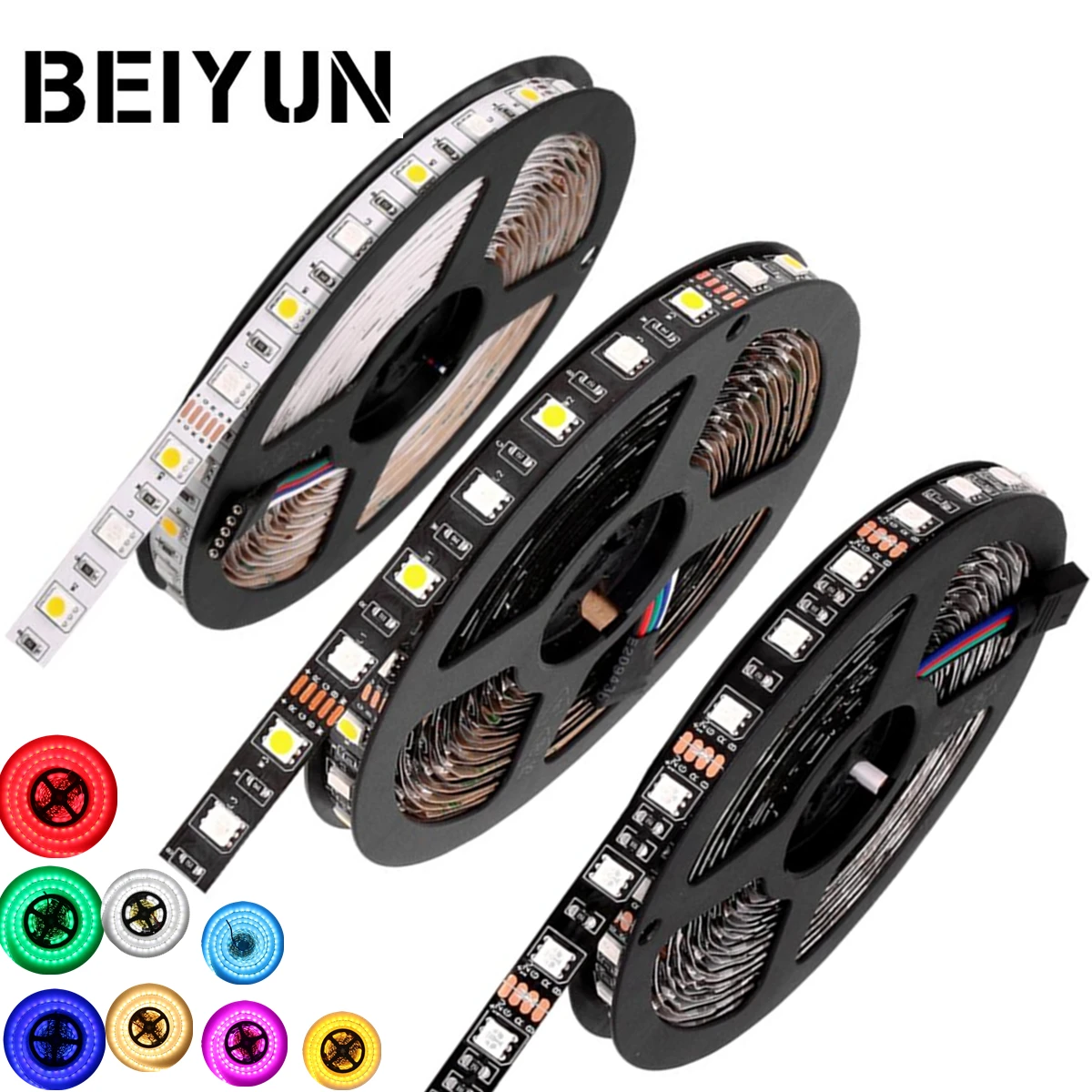 

DC 12V RGB Warm White Red Green Blue Yellow Flexible 5050 Waterproof LED Strip Lighs 300LEDs 60LEDs/M bande LED diode tape