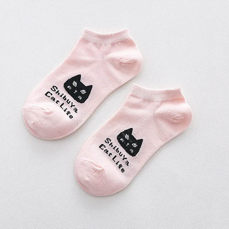 Весенние Новые Носки с рисунком кота милые женские Носки с рисунком носки для девочек женские носки calcetines meias feminina - Цвет: Pink