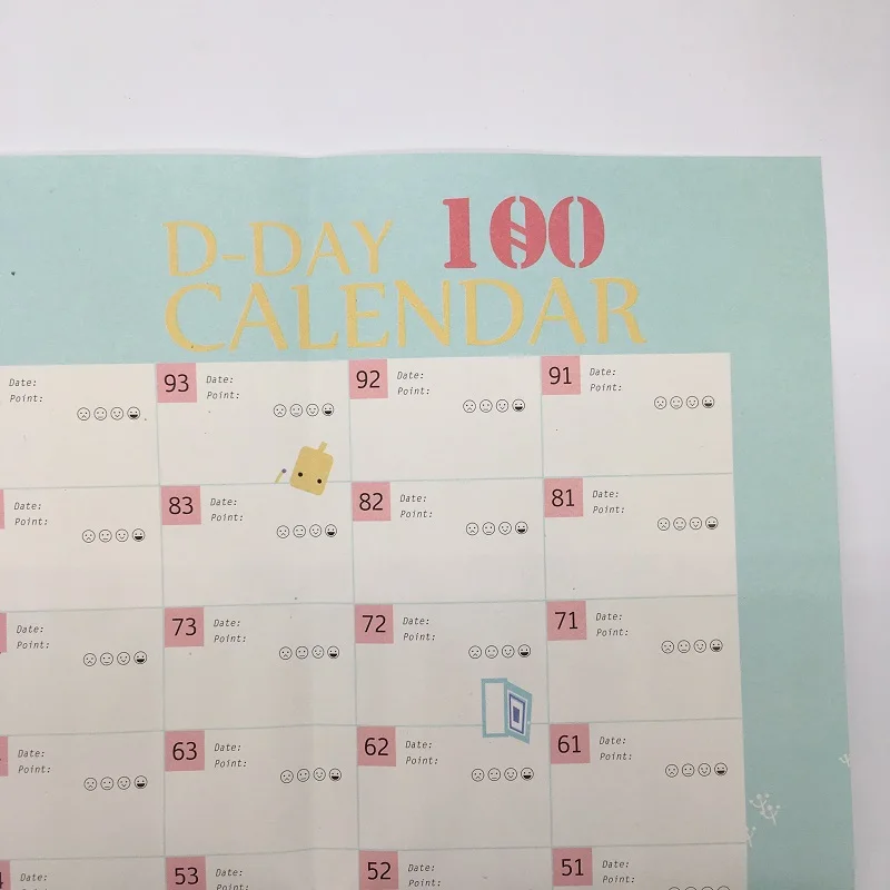 Очень большой новый настенный бумажный календарь 365 дней ежедневник 2019, школа новый год План расписание 43*58 см
