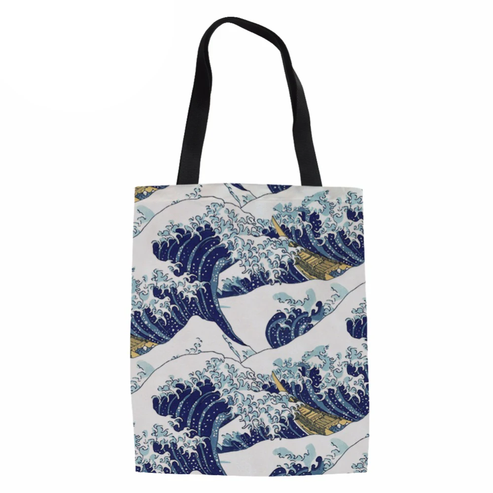 NoisydesignsWomen сумка модная холщовая меньше волн Hokusai печатных дамы Coth сумки Сумка