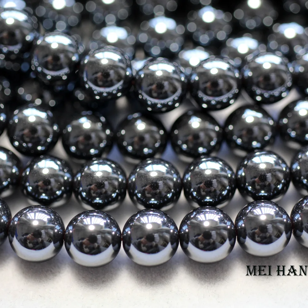 

Meihan Free shipping Natural 4mm,6mm (5strands/set) Hematite smooth round loose beads for jewelry making design or gift