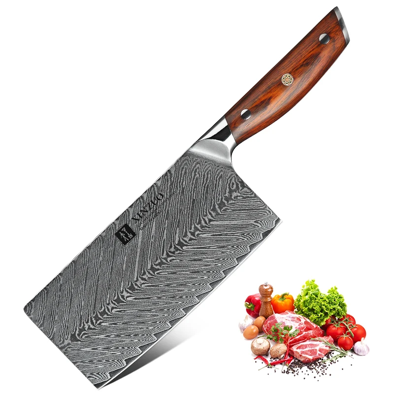 

XINZUO 7'' inch Cleaver Kitchen Knife High Quality Damascus Steel Professional Cooking Slicing Meat Knives Kitchen Chef's Knife