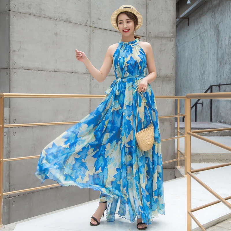 long flowy chiffon dress