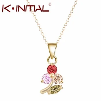 1Pcs Fashion Zircon Jewelry Gold Leaves Zircon Necklace Pendant Hangings Fashion Design Long Necklace for Woman Fine Jewelry