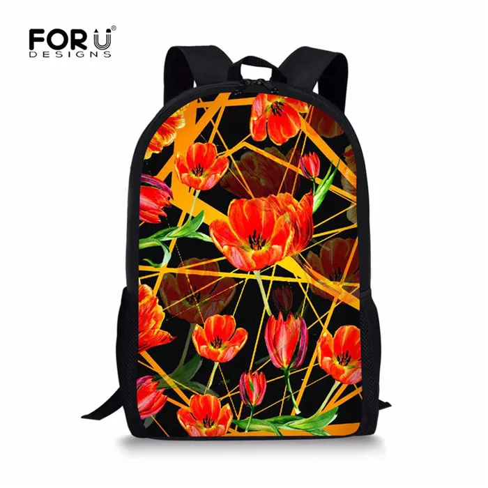 FORUDESIGNS/школьные сумки для девочек с цветочным узором, школьный рюкзак, ортопедический портфель, школьный портфель, сумки для книг, Mochila Escolar - Цвет: RH0043C