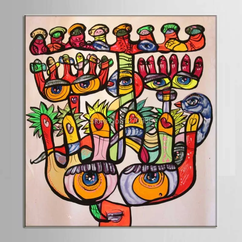 

Complex Sophisticated Classic Monsters with Numerous Heads and Big Eyes Handmade Oil Painting on Canvas Hand Painted Painting