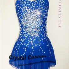Ярко-синее платье для соревнования в фигурном катании с Блестящие кристаллы, новое Брендовое детское платье для катания на коньках DR3144