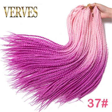 VERVES 24 inch box braid ombre Crochet braids 22 Roots pack Synthetic Braiding Hair extension heat resistant Fiber Bulk black