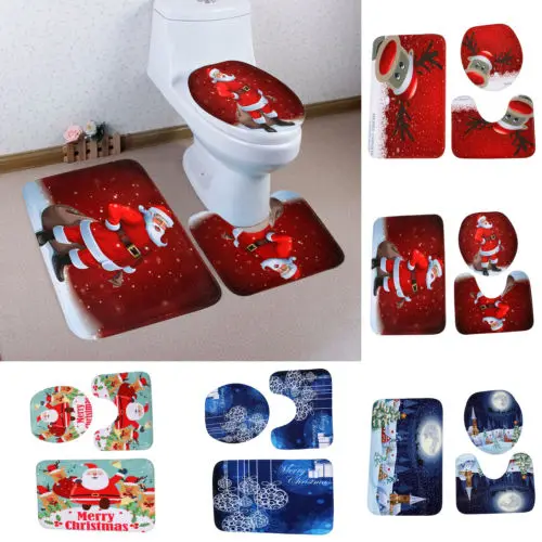 Горячая 1 компл. 3 шт. Снеговик сиденье для унитаза ковер ванная комната набор Санта Клаус Счастливое Рождество украшения праздничный Декор