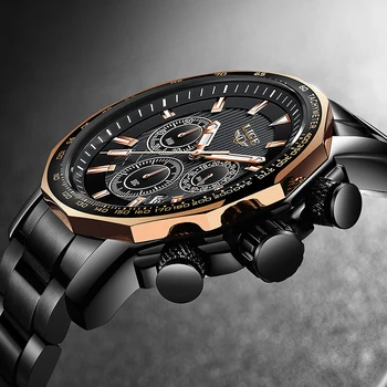 

New LIGE Mens Watches Multi Color Sport Watch Men Stainless Steel Waterproof Clock Quartz Wristwatches Relogio Masculino+Box