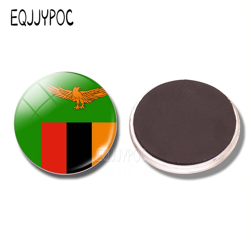 

Zambia Flag 30 MM Fridge Magnet Lusaka Ndola Kabwe Kitwe-Nkana Glass Dome Magnetic Refrigerator Stickers Note Holder Home Decor