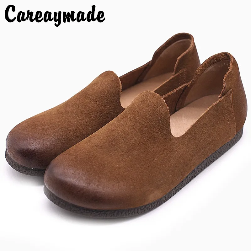 

Careaymade-Genuine Leather pure handmade shoes,the retro art mori girl round-headed soft-soled shoes, flat-soled single shoes