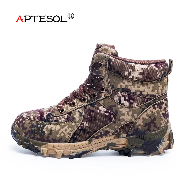 

APTESOL Plush Camouflage Hiking Trekking Shoes for Man High Quality Winter Outdoor Ankle Boots Mens Waterproof Training Shoes