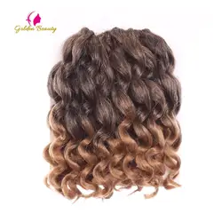 Золотой Красота 8 дюймов jumpy Wand вязаный крючком косы волосы Ombre синтетические ямайский отказов Curl вязаный крючком волос для Для женщин