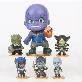 

5-9CM 6 Pcs/set The Avengers Infinity War Inverse Thanos Action Figure PVC Statue Cute Ver Model Decoration Toy Opp Bag H347