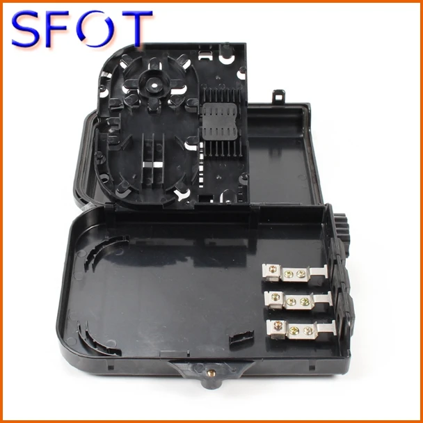 8 ядер Оптическое волокно FTTH Box, черный, волоконно-оптическая распределительная коробка, PLC Splitter выбор, IP65