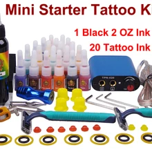 Мини-стартер набор татуировки Полный инструмент татуировки оборудование боди-арт Высокое качество татуировки чернила 1 машина 20 цветов