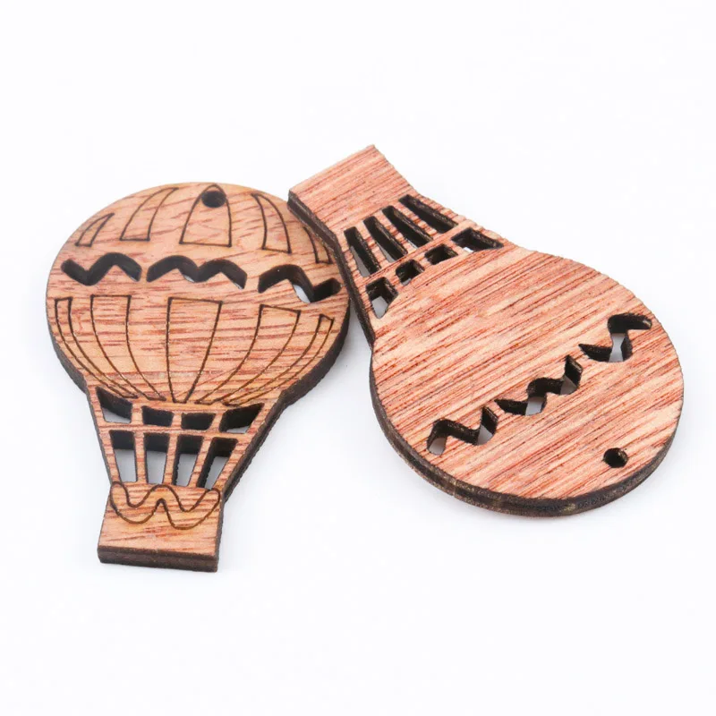 Wooden Cute Hot Air Balloon Pattern Art Scrapbooking Embellishments Craft Handmade Home Decoration Accessories DIY 20-35mm 20pcs