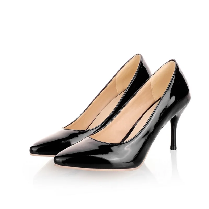 

Point Toe Cut Out High Heels Women Shoes 2019 New Fashion Casual Pumps Woman Thin Heel Big Size Shoes Plus Size 44 45 46 47