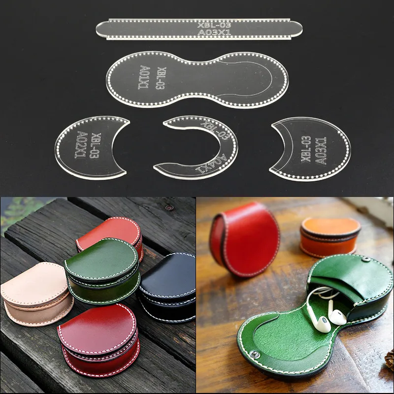 

1Set DIY Acrylic Template Leather Craft Coin Purse Type Small Bag Pattern Stencil Durable Tool for Leather Handcrafts Lovers