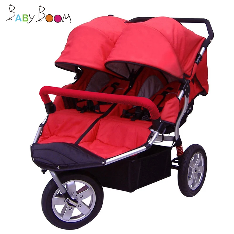 Babyboom off road twins baby font b stroller b font shock pneumatic wheels font b double