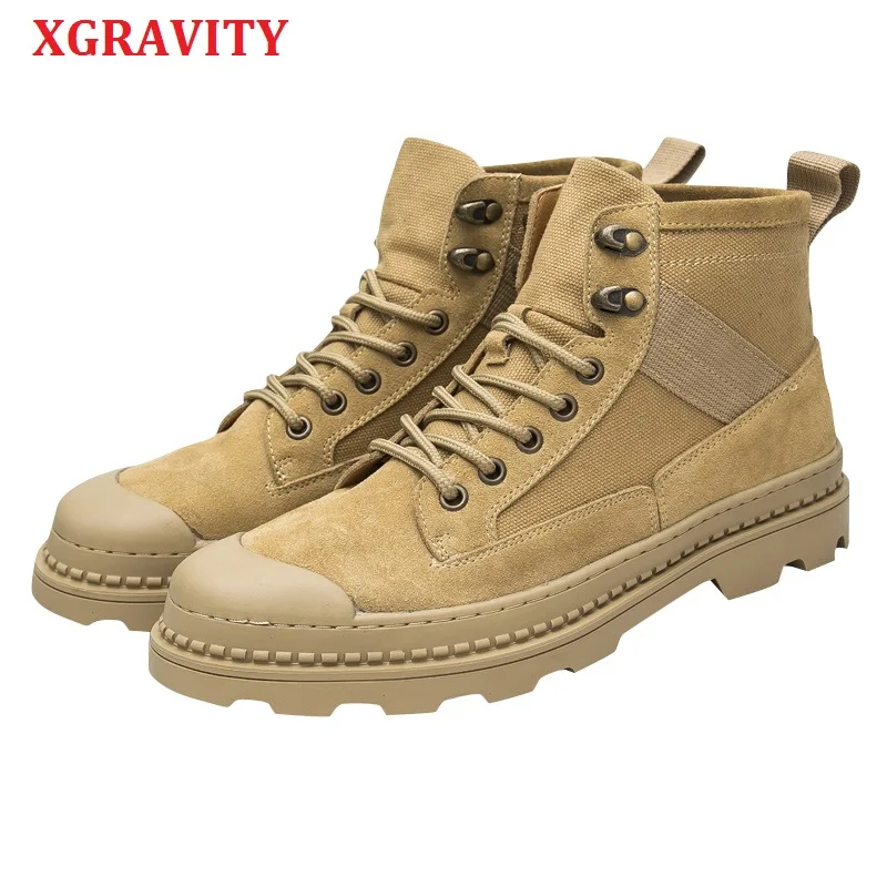 

XGRAVITY New 2019 Vintage Men's British Martin Boots Fashion Casual Working Safety Men Shoes Spring Boat Shoes Man's Boots A183